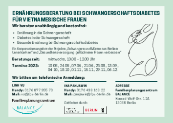 Ernährungsberatung bei Schwangerschafts-Diabetes auf Vietnamesisch
