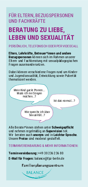Beratung für Eltern, Bezugspersonen und Fachkräfte
