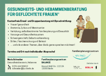 Gesundheits- und Hebammenberatung für geflüchtete Frauen*